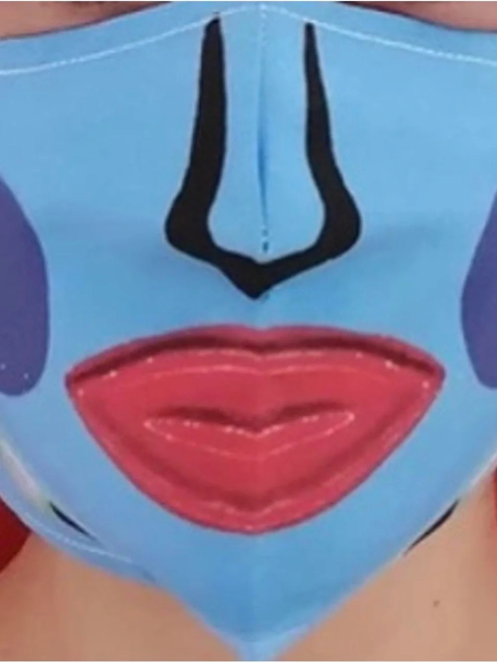 Blue Decorative Face Mask with Pink Lips Print